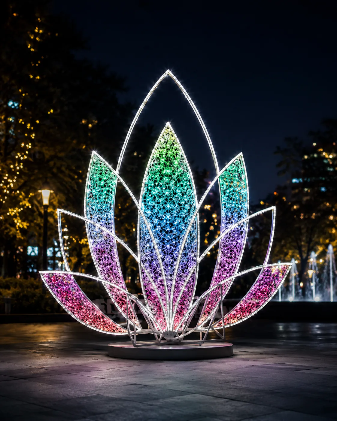 Rainbow Lotus Flower Motif