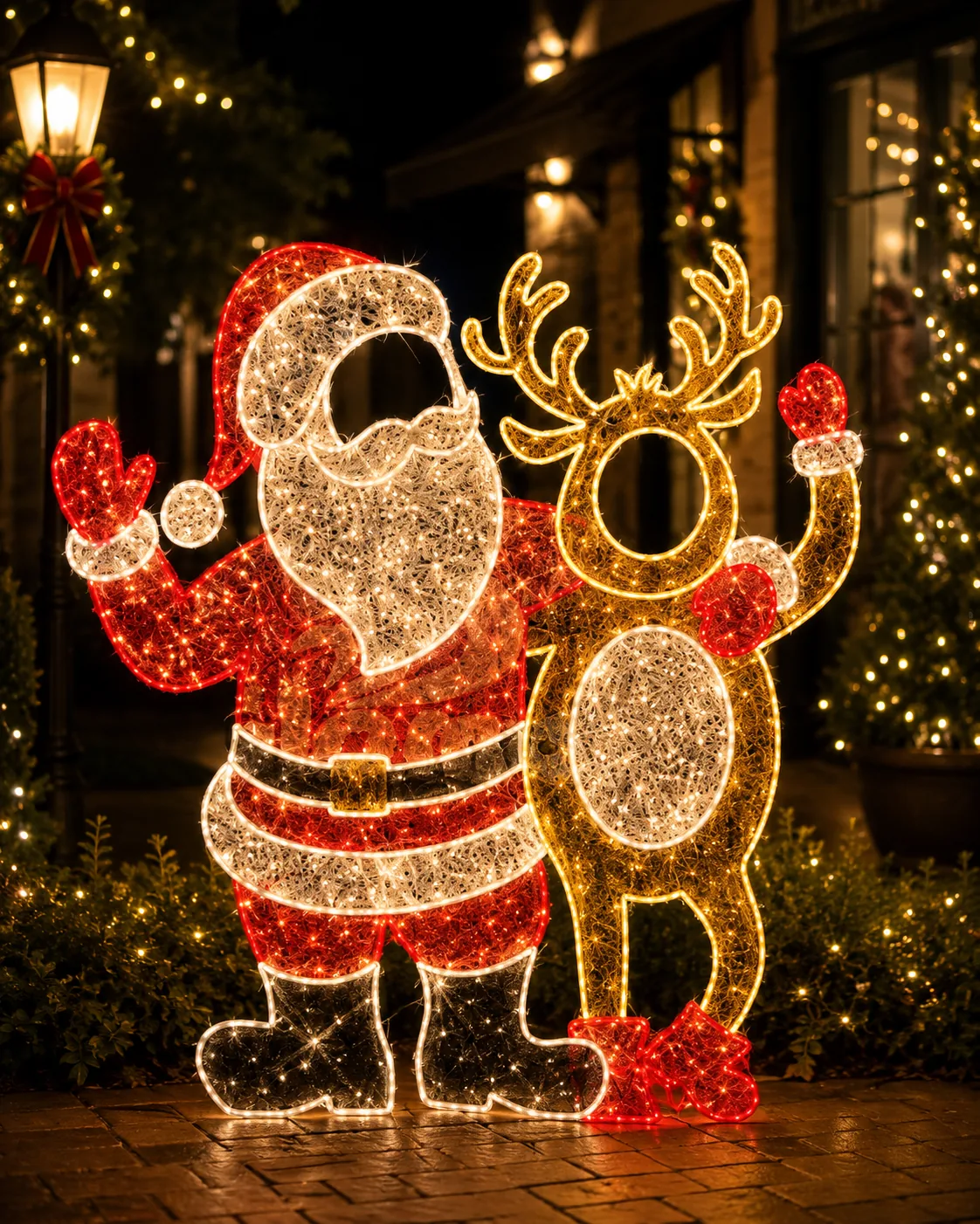 Santa & Reindeer Wave Motif